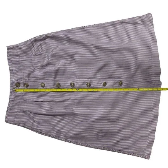 MADEWELL Pleated Midi Skirt. Size 4. Button-front, lilac stripe light academia