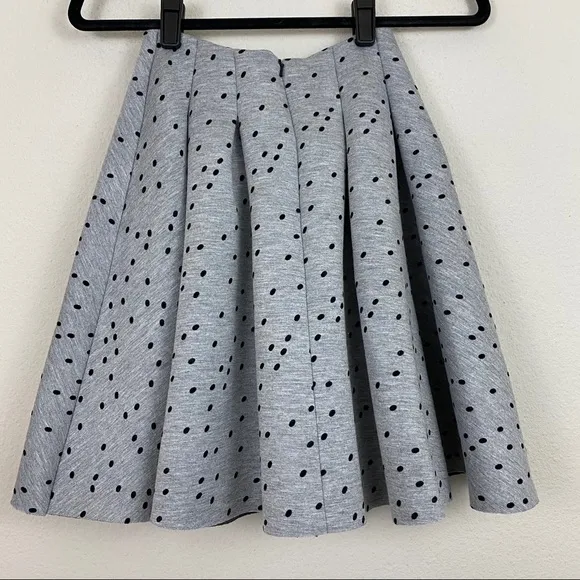 Maje Joye Pleated Felt Spotted Polka Dot Fit and Flare Skirt