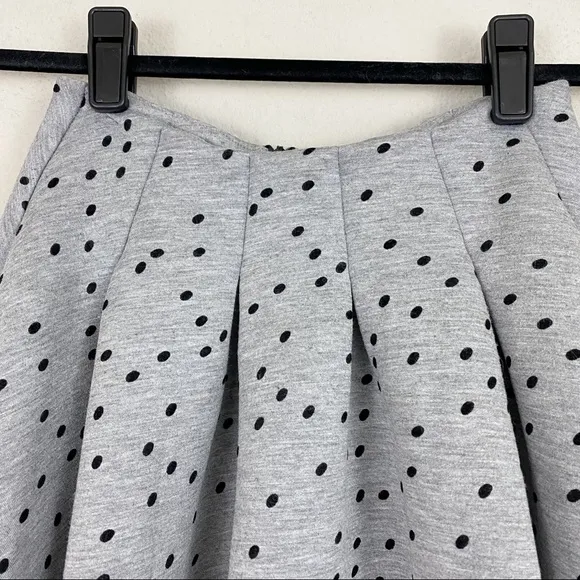 Maje Joye Pleated Felt Spotted Polka Dot Fit and Flare Skirt