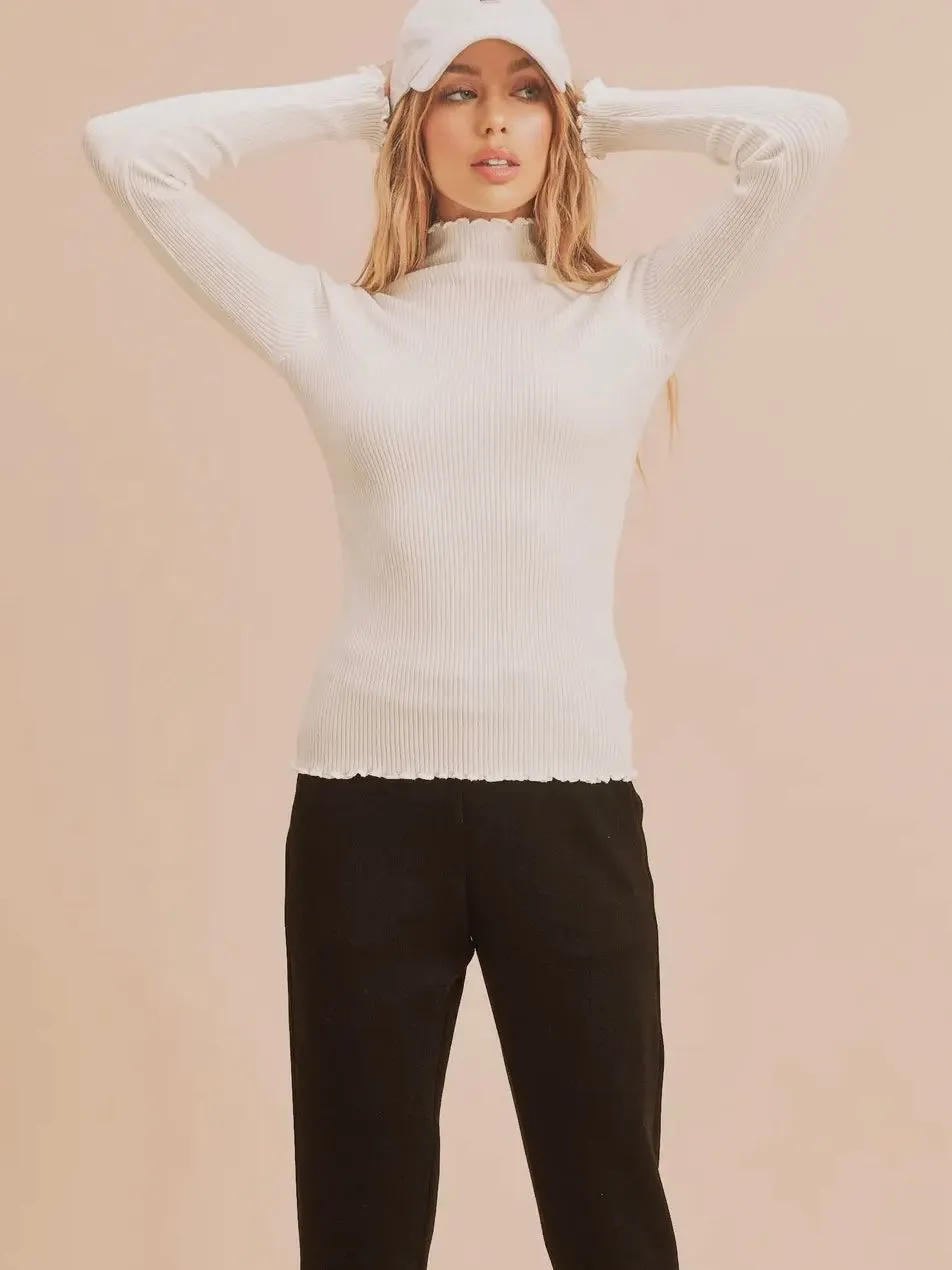 Marcie Mock Neck Top: White