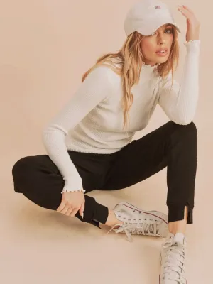 Marcie Mock Neck Top: White