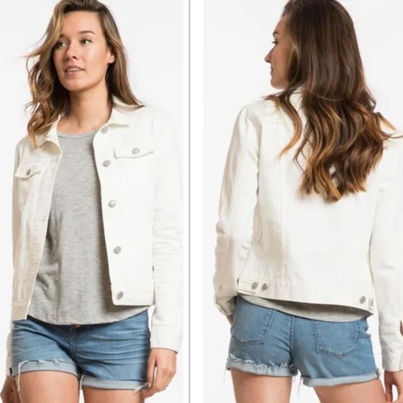 Marine Layer Gigi Long Sleeved White Denim Jean Jacket Women's Size XS