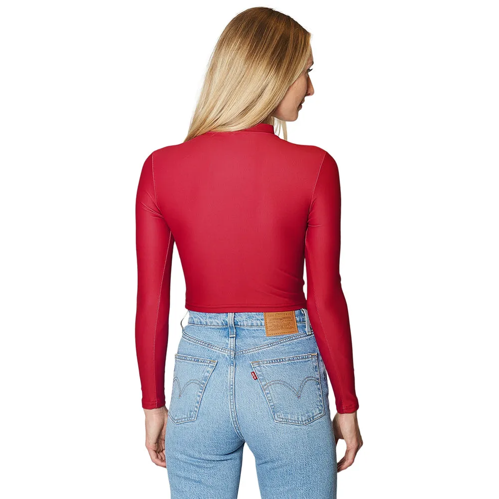 Maryland Red Mock Neck Top
