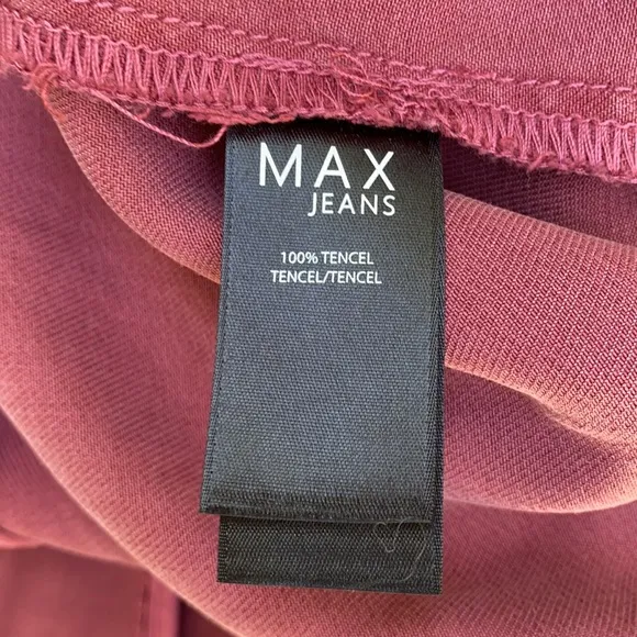 Max Jeans Maroon Pink Waterfall Drape Tencel Midi Trench Coat Cardigan Duster