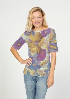 Maya (17266) ~ Banded Elbow Sleeve Boat Neck Top