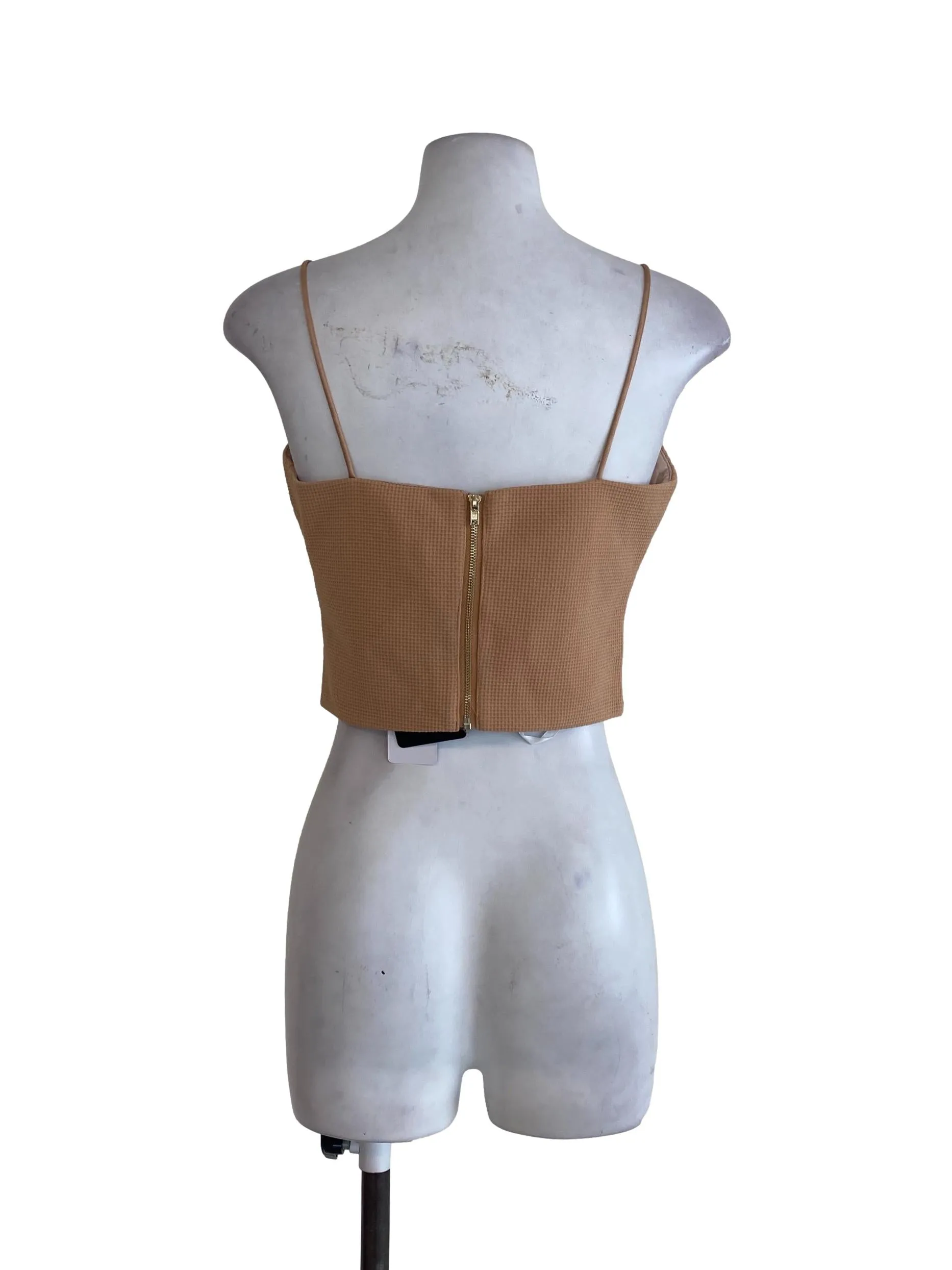 Medallion Waffle V Neck Top