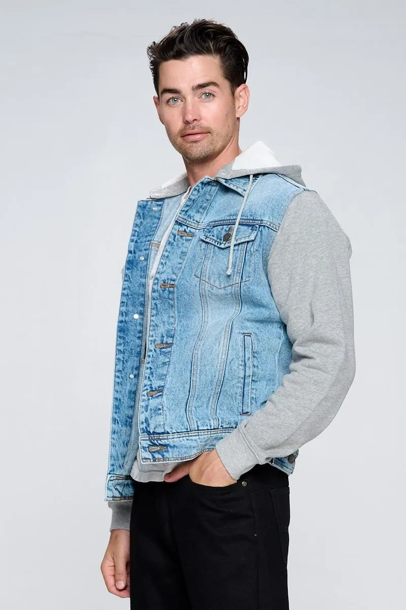 MEN'S DENIM JACKET WITH FLEECE HOODY (OPEN PACK)