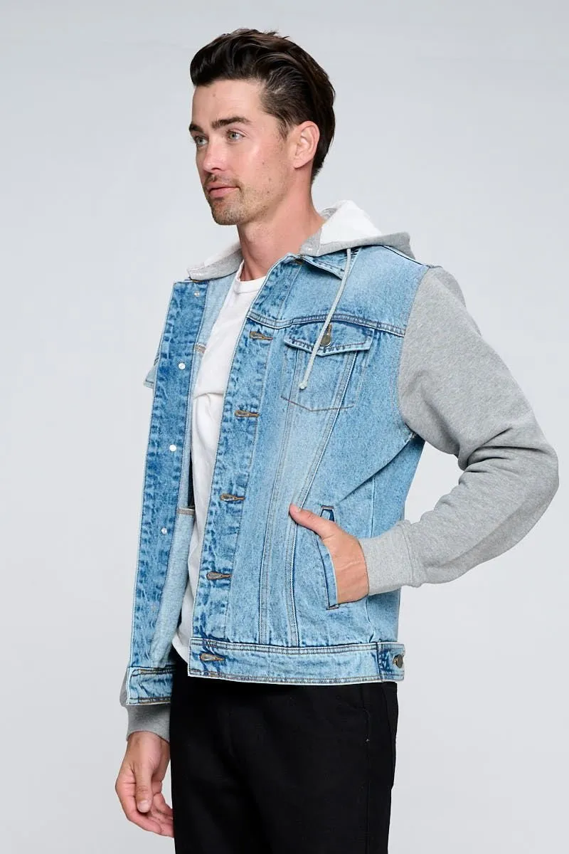 MEN'S DENIM JACKET WITH FLEECE HOODY (OPEN PACK)