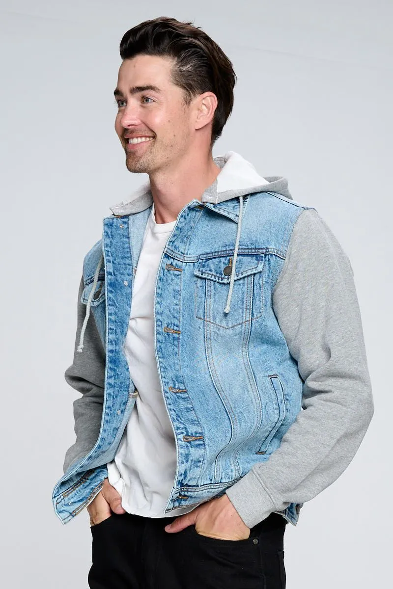 MEN'S DENIM JACKET WITH FLEECE HOODY (OPEN PACK)