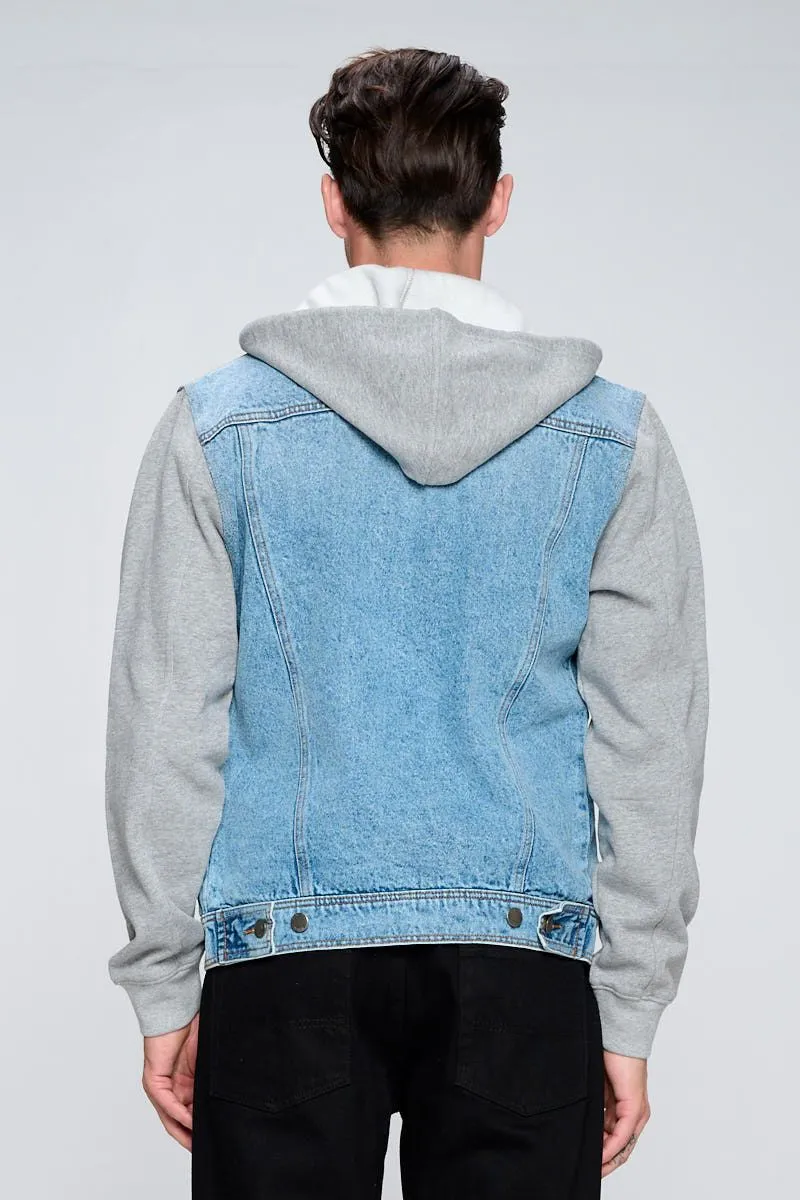 MEN'S DENIM JACKET WITH FLEECE HOODY (OPEN PACK)