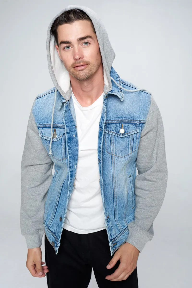 MEN'S DENIM JACKET WITH FLEECE HOODY (OPEN PACK)