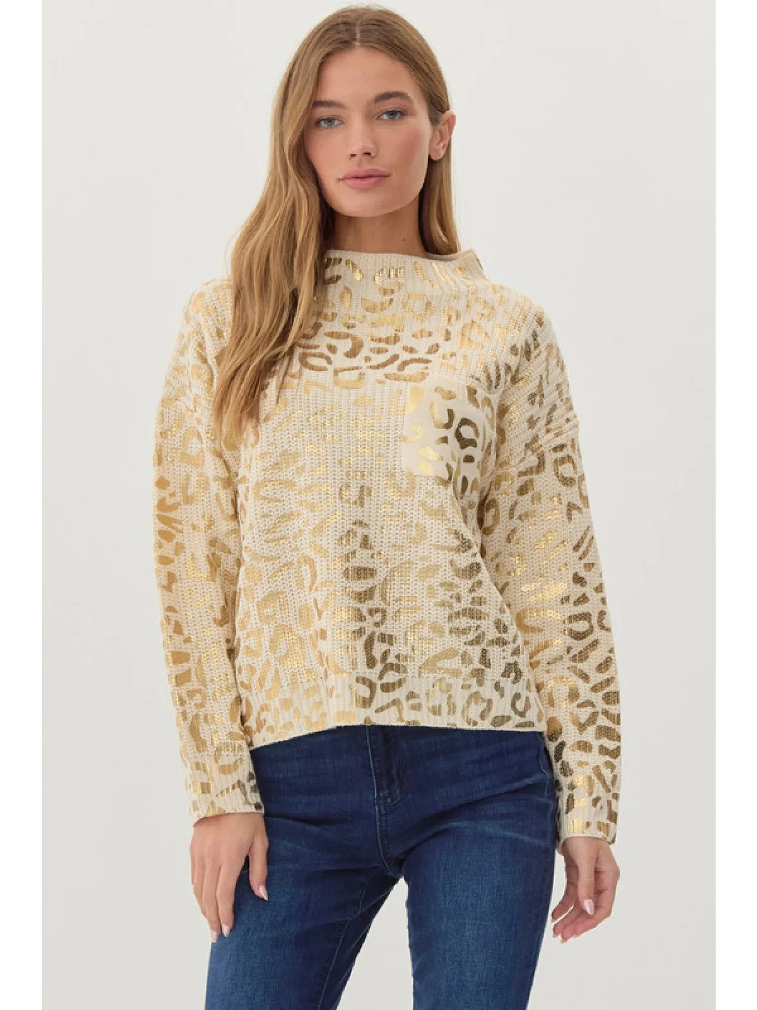 Metallic Leopard Pullover Top