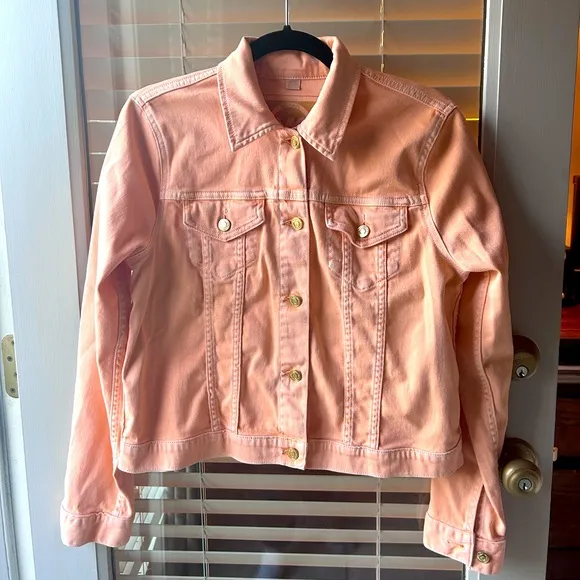 Michael Kors Light Orange Denim Jacket in Size L. Super Soft!