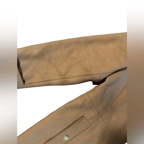 Michael Kors Womens M Beige Camel Tan Wool Blend Trench Overcoat Detachable Hood