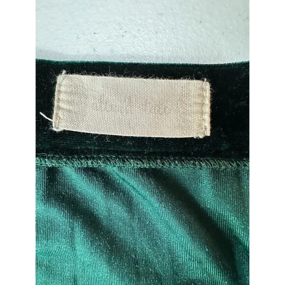 Midi Skirt Size Large A-Line Emerald Green Velvet High Waist Goth Witchy