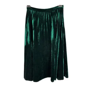 Midi Skirt Size Large A-Line Emerald Green Velvet High Waist Goth Witchy