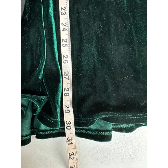 Midi Skirt Size Large A-Line Emerald Green Velvet High Waist Goth Witchy