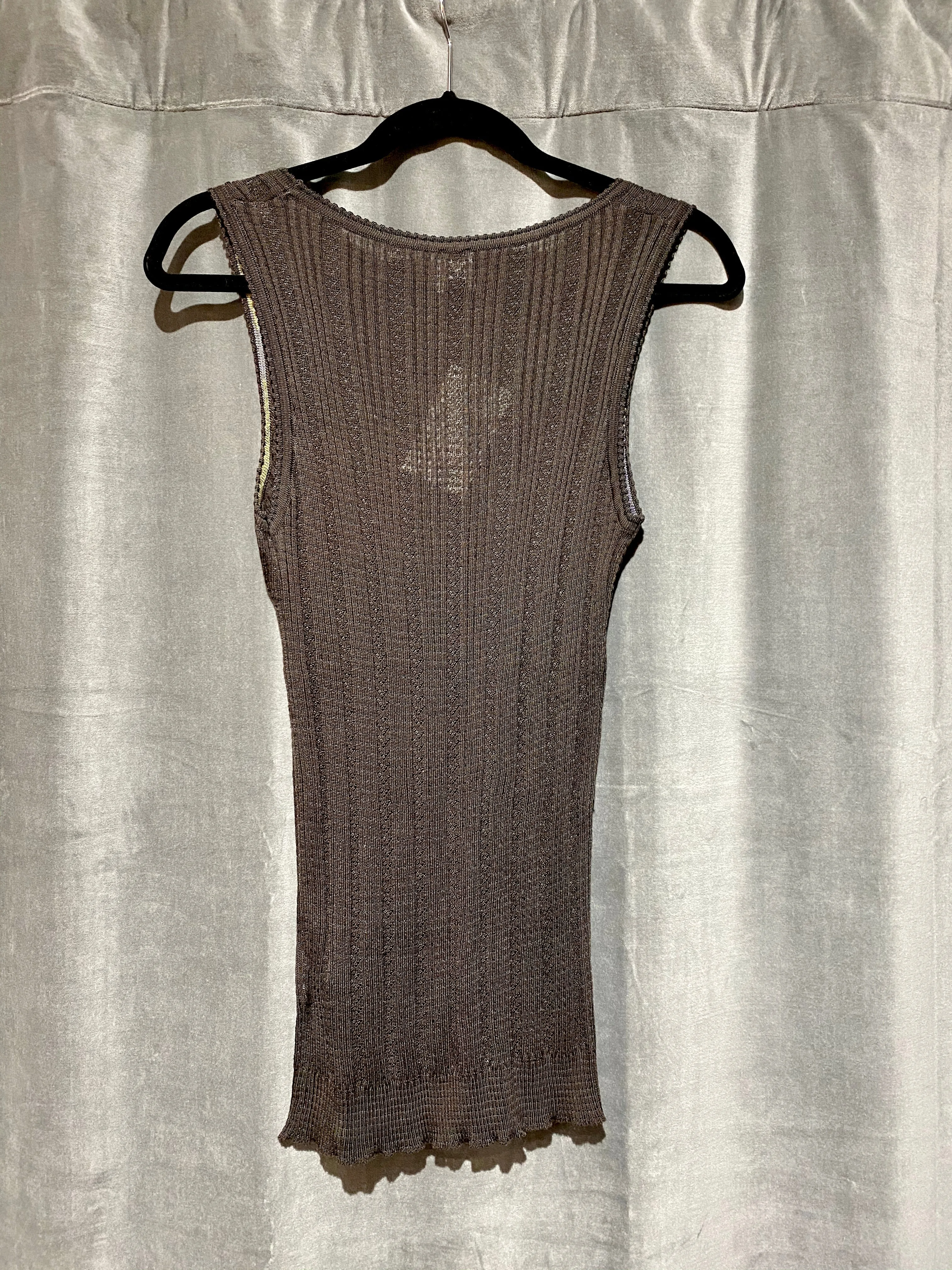 Missoni Brown Knit V Neck Ribbed Tank Top
