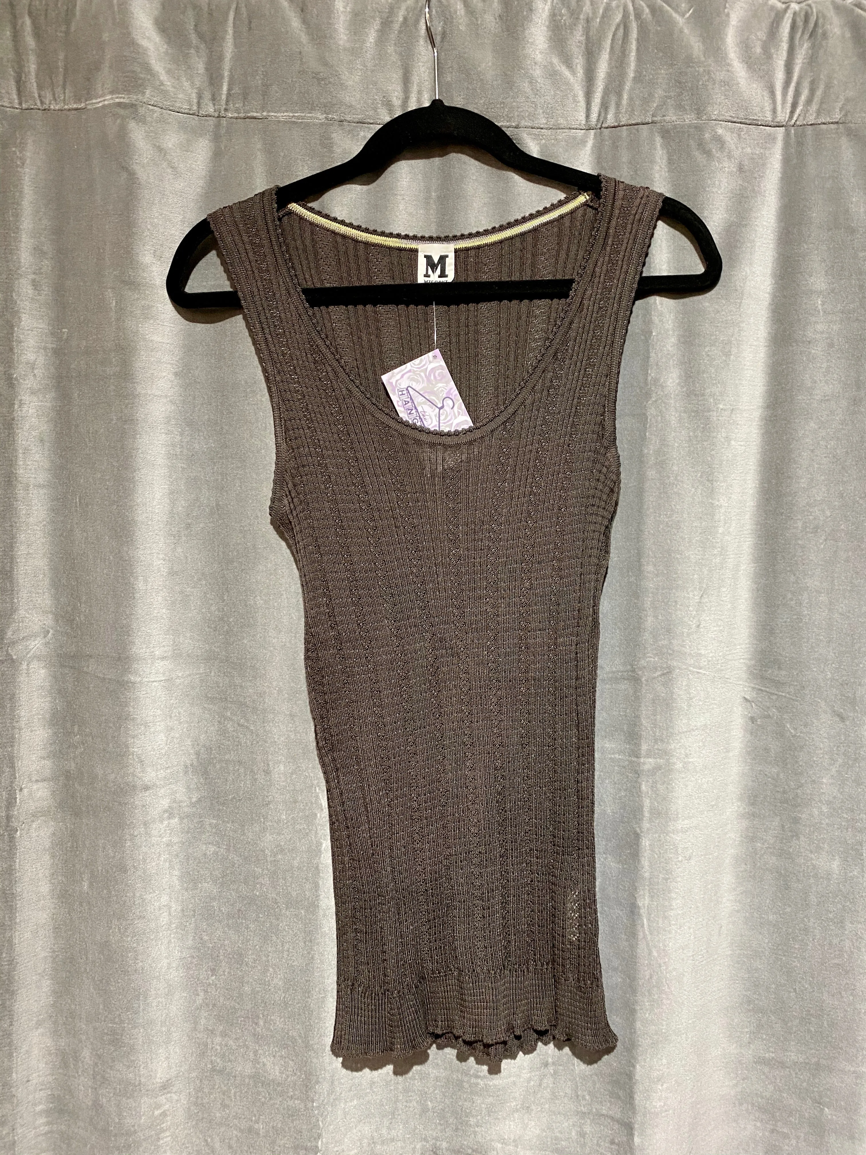 Missoni Brown Knit V Neck Ribbed Tank Top