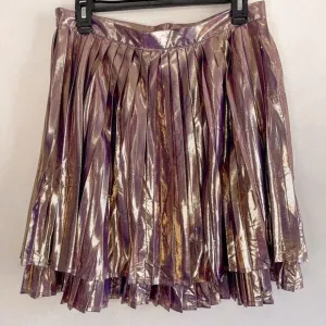ModCloth Metallic Purple Pink Shimmer Pleated Mini Skirt L