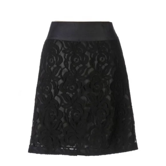 MOULINETTE SOEURS | &quot;Midnight Theater&quot; Black Floral Lace A-Line Skirt