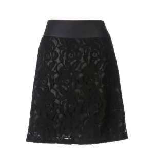 MOULINETTE SOEURS | &quot;Midnight Theater&quot; Black Floral Lace A-Line Skirt