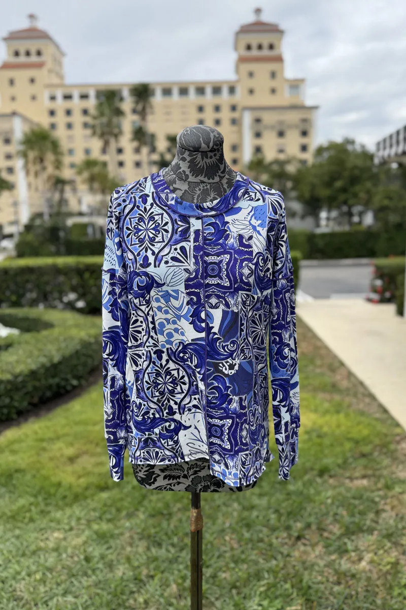 Multi Blues Crew Neck Shirt