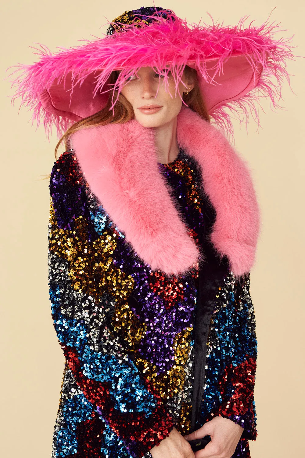 Multi Colored Bamboo Sequin Trench Coat