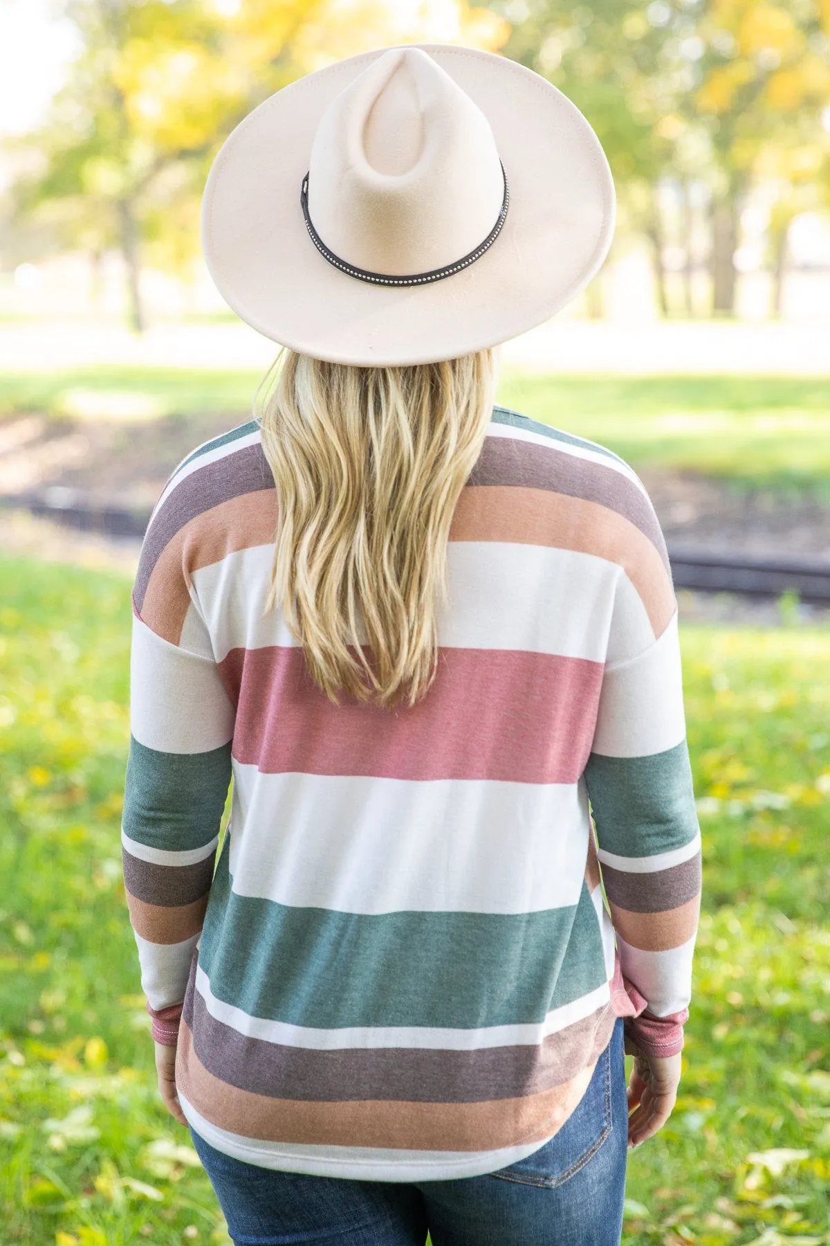 Multicolor Striped V-Neck Top