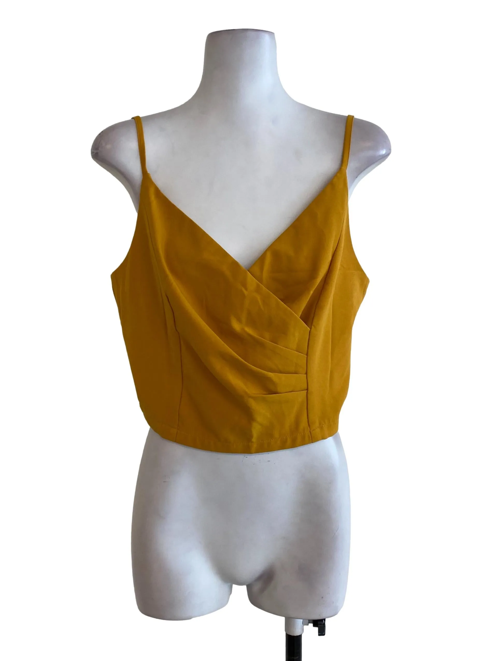 Mustard V Neck Crop Top