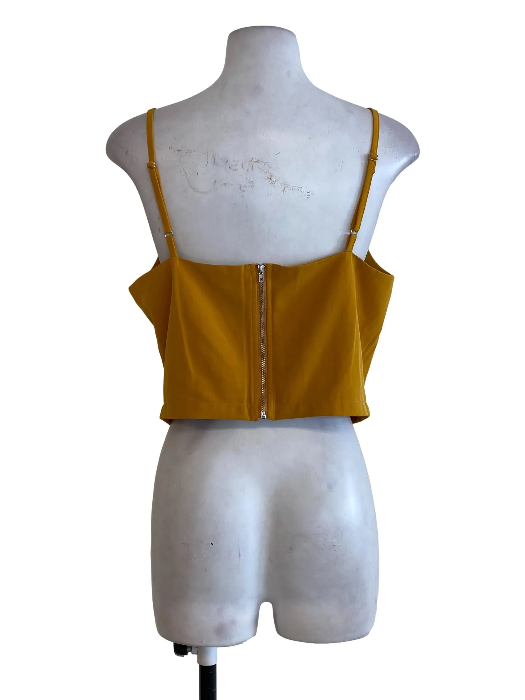Mustard V Neck Crop Top