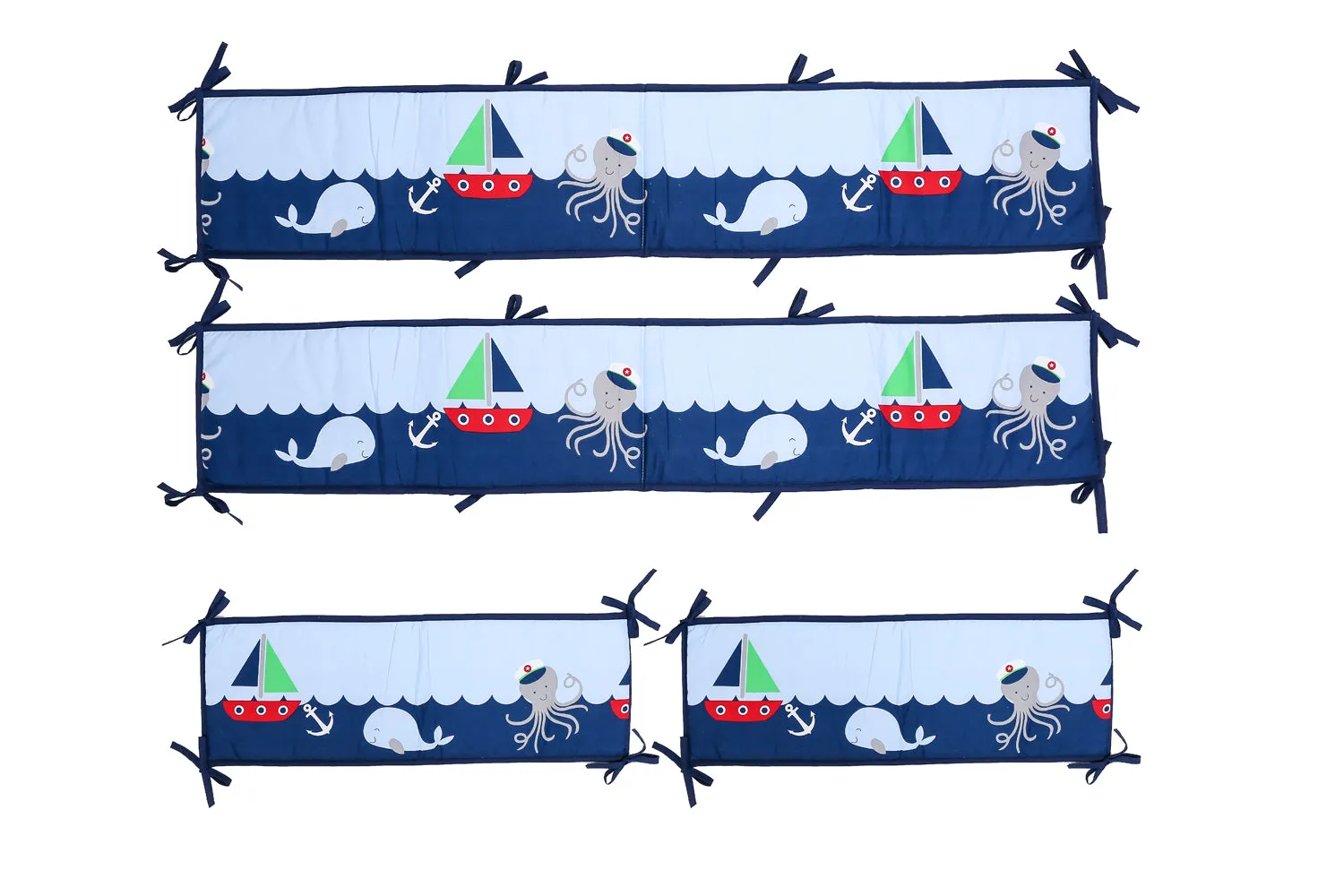 Nautical 5-piece crib bedding set with sailboat, octopus, whale