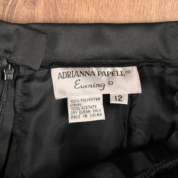 NEW Adrianna Papell Evening Black Satin Maxi Skirt Sz 12