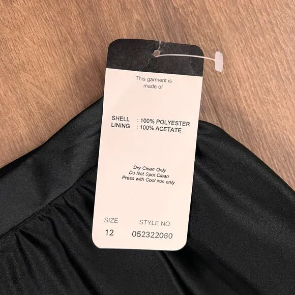 NEW Adrianna Papell Evening Black Satin Maxi Skirt Sz 12