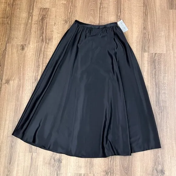 NEW Adrianna Papell Evening Black Satin Maxi Skirt Sz 12
