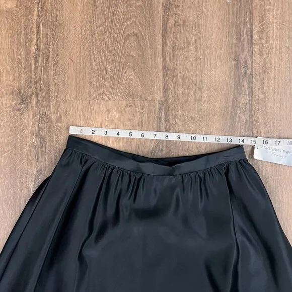 NEW Adrianna Papell Evening Black Satin Maxi Skirt Sz 12