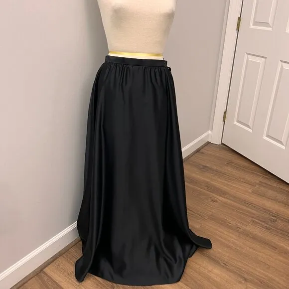NEW Adrianna Papell Evening Black Satin Maxi Skirt Sz 12