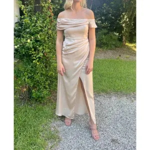 NEW DO BE long pleated dress in beige