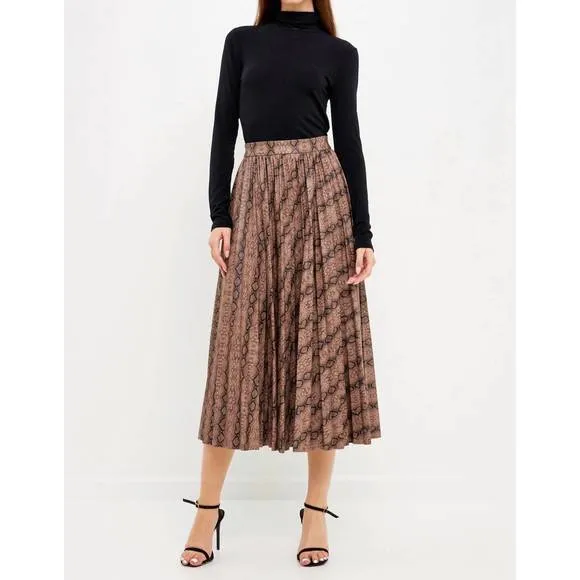 NEW ENDLESS ROSE snake print pleated midi skirt in animal