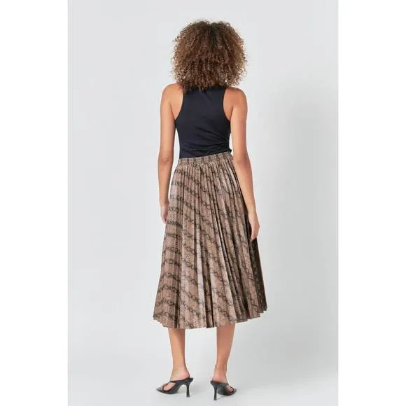 NEW ENDLESS ROSE snake print pleated midi skirt in animal