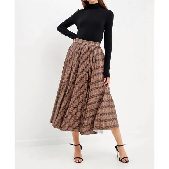 NEW ENDLESS ROSE snake print pleated midi skirt in animal