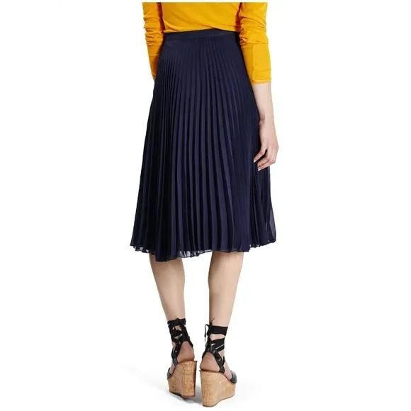 NEW TOPSHOP pleated midi skirt in navy