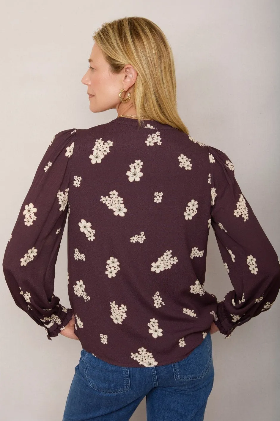 Norah Blouse - Deep Plum Ecru Floral