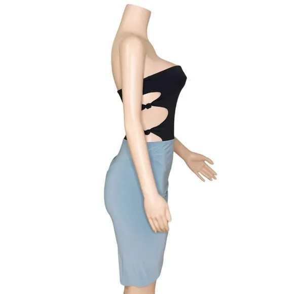 NORMA KAMALI Side Drape Mini Skirt, Soft Blue, Small