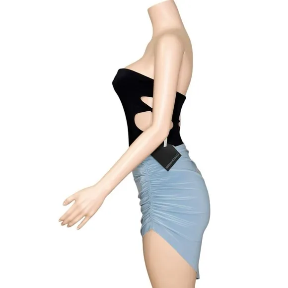 NORMA KAMALI Side Drape Mini Skirt, Soft Blue, Small