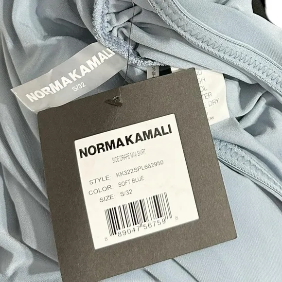 NORMA KAMALI Side Drape Mini Skirt, Soft Blue, Small