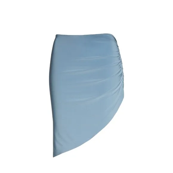 NORMA KAMALI Side Drape Mini Skirt, Soft Blue, Small