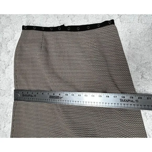 Norton McNaughton Petites Womens Black/Ivory Geometric Print A-Line Skirt 10P