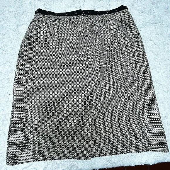 Norton McNaughton Petites Womens Black/Ivory Geometric Print A-Line Skirt 10P