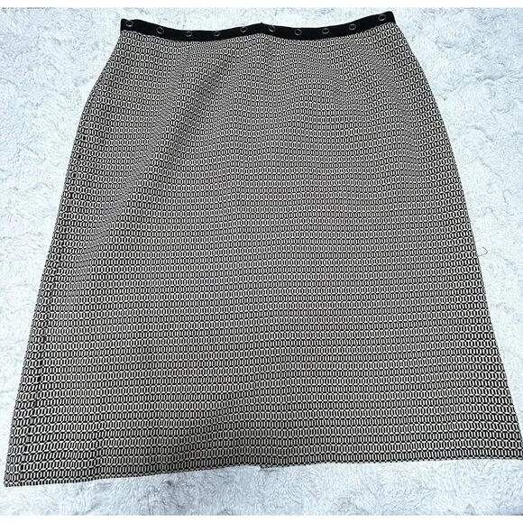 Norton McNaughton Petites Womens Black/Ivory Geometric Print A-Line Skirt 10P